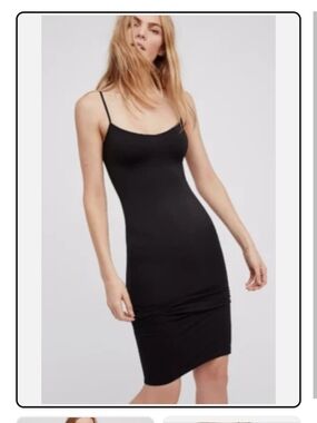 Free People Intimately Essential Black Spaghetti-Strap Mini Dress